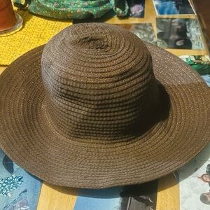 Liz Claiborne Brown Straw Wide-Brim Sun Hat